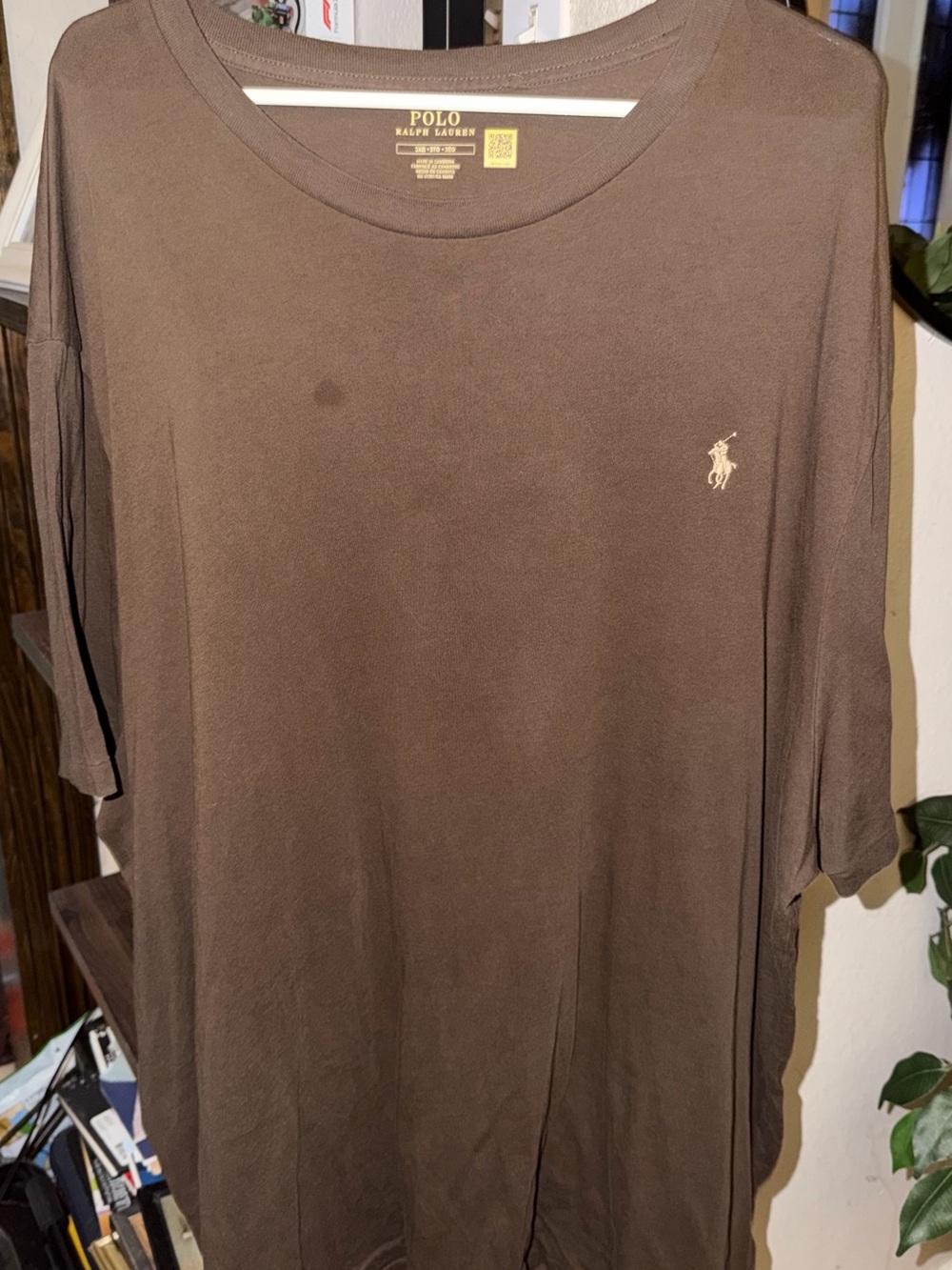Polo by Ralph Lauren Brown Crew Neck Tee with Embroidered Pony